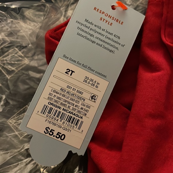 Target red long sleeve gold heart sz 2T NWT - Picture 2 of 2